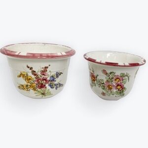 Ulmer Keramik German Pottery Planters Floral Set of Two